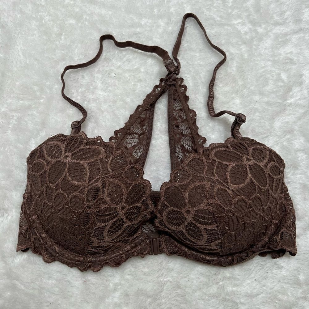 PINK Victoria’s Secret brown lace bra size 32D